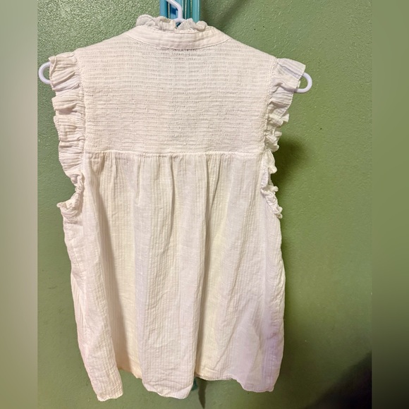 J. Crew Cream Ruffle Button-Front Blouse - Picture 5 of 9